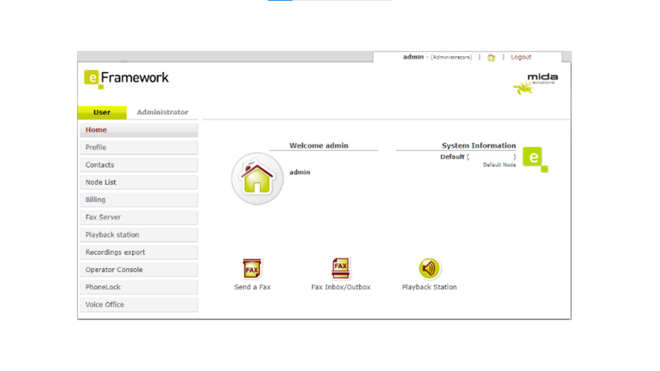 screenshot of Mida FAX Server
